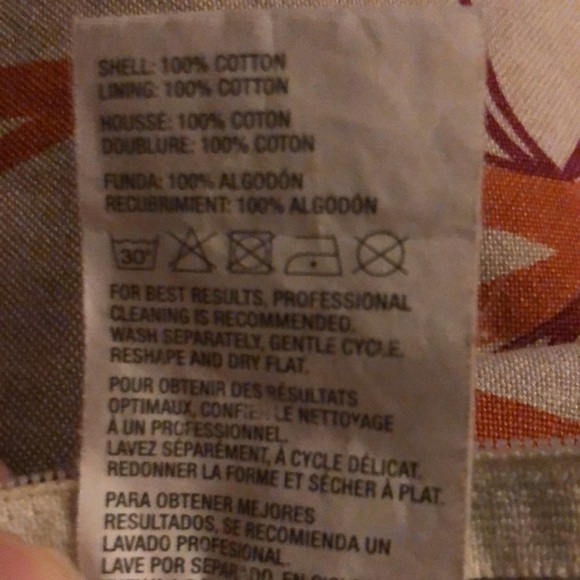 Crate & Barrel Square Printed Pillow Cover 23X23 Teal, Pumpkin Oatmeal Decorate - Picture 4 of 4